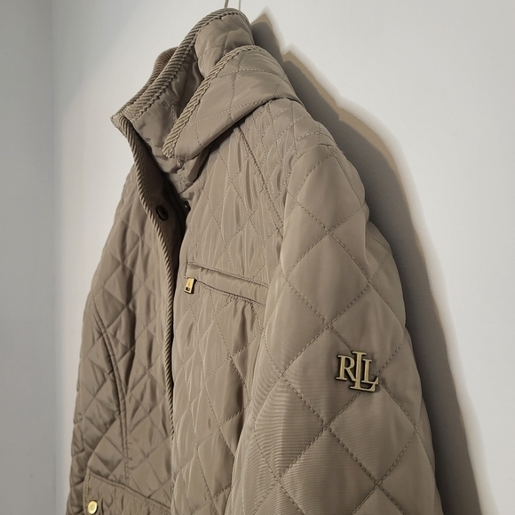 Ralph Lauren Lauren Quilted Taupe Jacket Size L - Picture 3 of 14